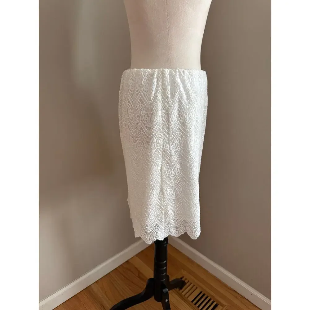 J.Crew White Lace Mini Skirt Scalloped Hem Size 6 Coquette Bridal Graduation